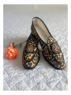 Belgian Shoes Leopard Print Crest Loafers Flats Made in Belgium Women’s 7.5